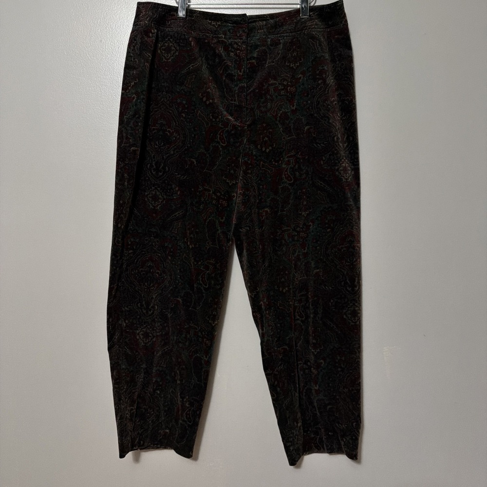 Talbots Straight Leg Corduroy Pants Women's Sz 16 Paisley High Rise Stretch